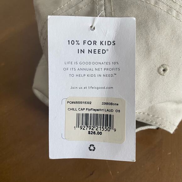 NWT Life Is Good Chill Cap Strapback Hat Flip Flops Heart Lauderdale Khaki Pink - Picture 2 of 8